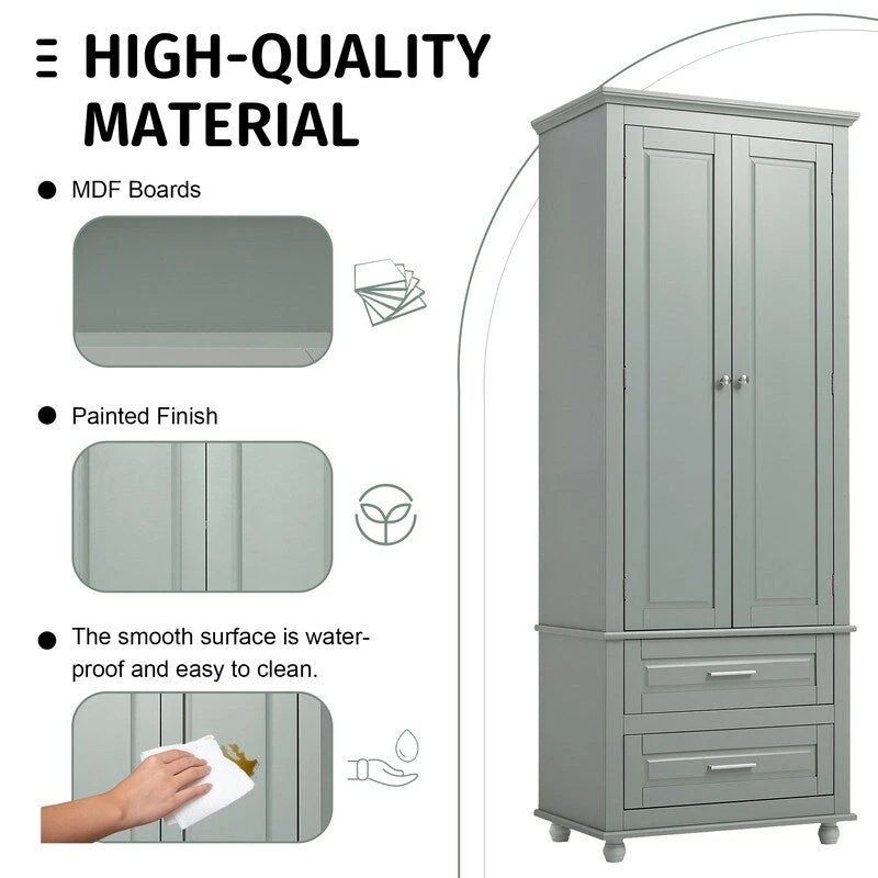 Meuble de rangement haut de cuisine blanc avec deux tiroirs pour salle de bain, bureau