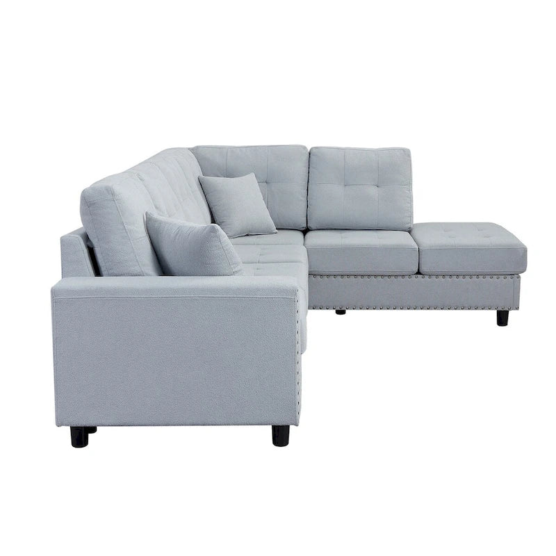 Canapé d'angle modulable en lin avec coussins