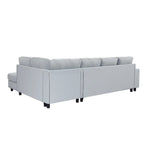 Canapé d'angle modulable en lin avec coussins