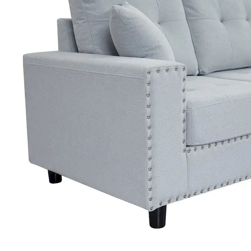 Canapé d'angle modulable en lin avec coussins