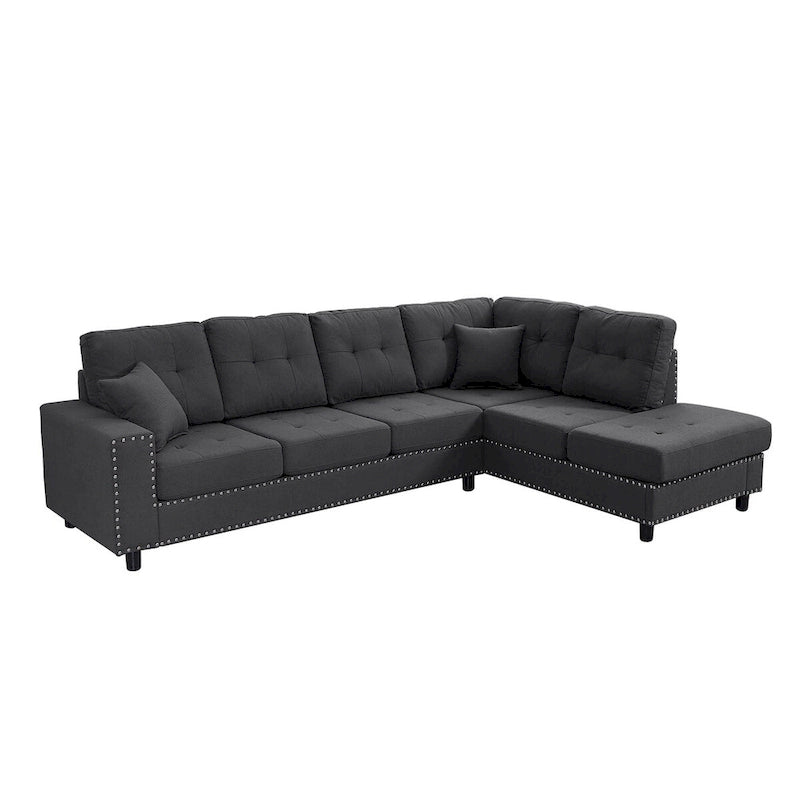 Canapé d'angle modulable en lin avec coussins