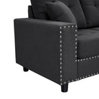 Canapé d'angle modulable en lin avec coussins
